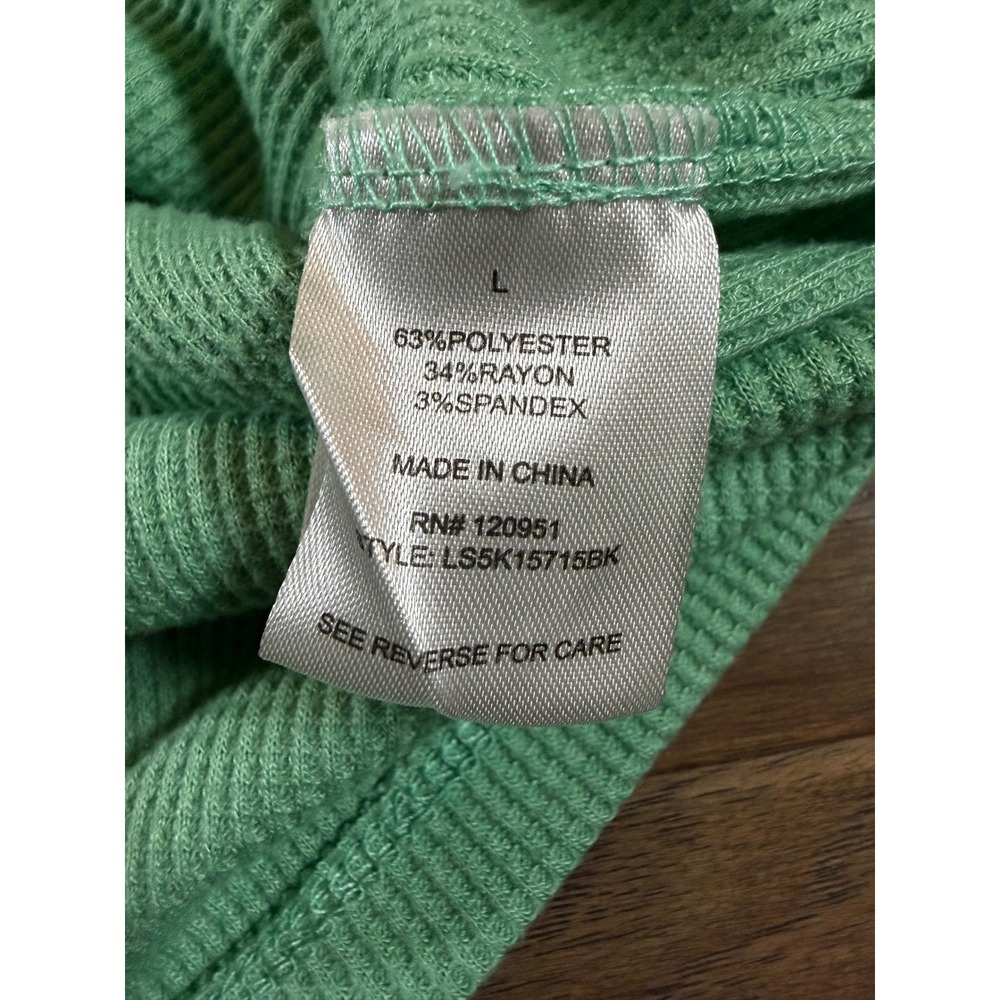 Olive + Oak Mint Green Waffle Knit Short Sleeve Pocket Top LS5K15715BK Womens L - Picture 5 of 7